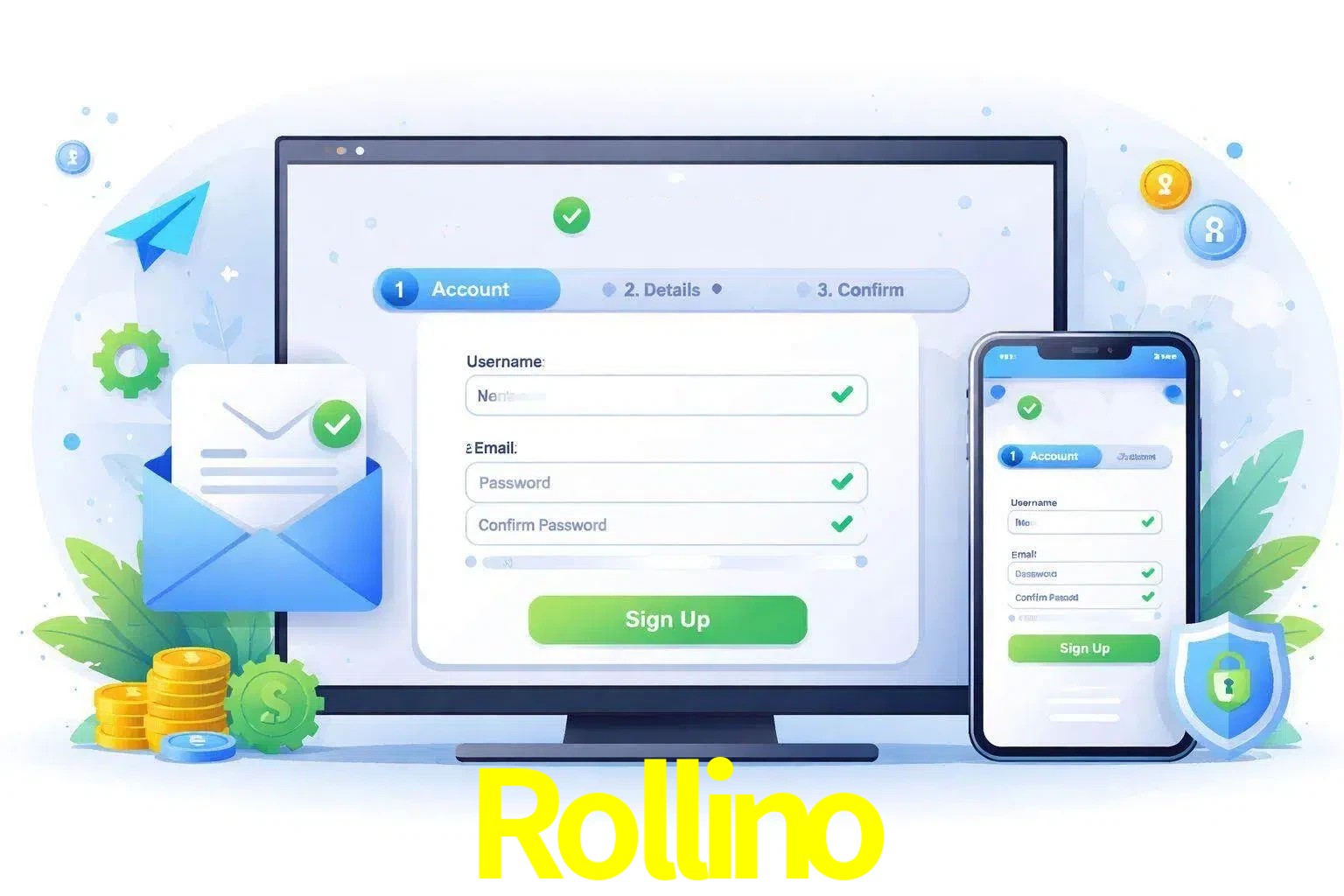 Registro de nuevo usuario y configuración de cuenta Rollino